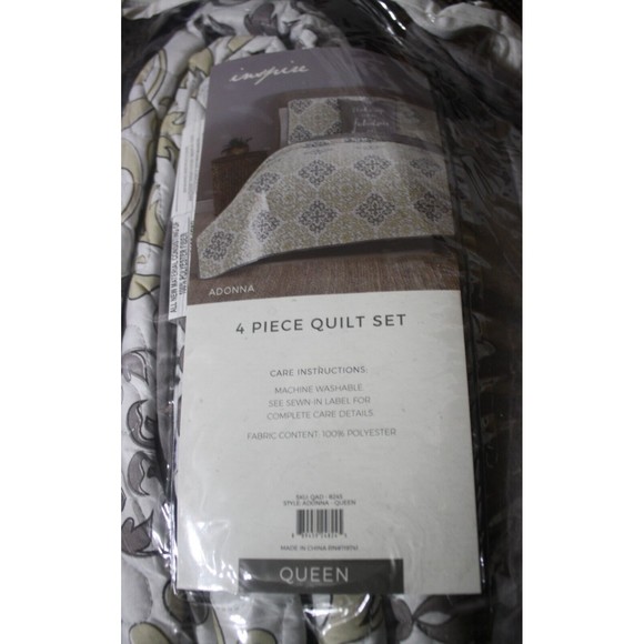 4 Piece Quilt Set Inspire Adonna Queen Sz "Wake Up And Be Fabulous" Pillow NIP - Picture 4 of 5